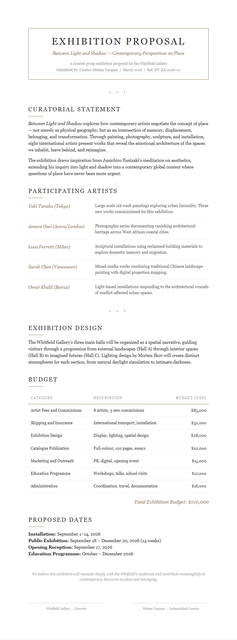 Artistic refined proposal